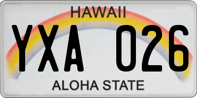 HI license plate YXA026