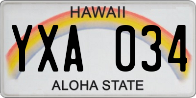 HI license plate YXA034