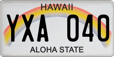 HI license plate YXA040