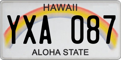 HI license plate YXA087