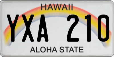 HI license plate YXA210