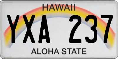 HI license plate YXA237