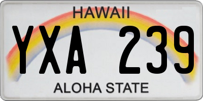 HI license plate YXA239
