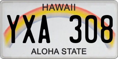 HI license plate YXA308
