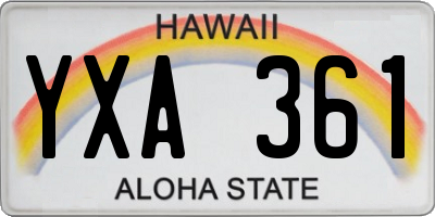 HI license plate YXA361