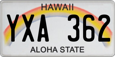 HI license plate YXA362
