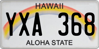 HI license plate YXA368