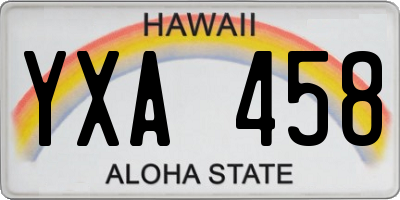 HI license plate YXA458