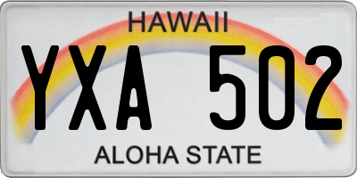 HI license plate YXA502