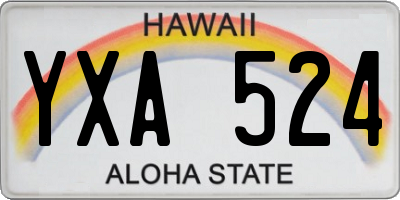 HI license plate YXA524