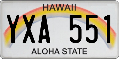 HI license plate YXA551