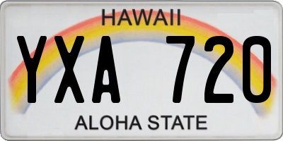 HI license plate YXA720