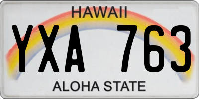HI license plate YXA763