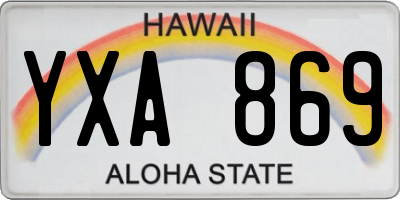 HI license plate YXA869