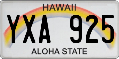 HI license plate YXA925