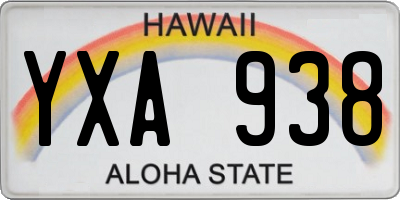 HI license plate YXA938