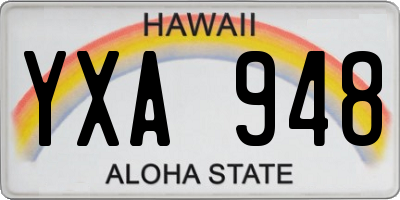 HI license plate YXA948