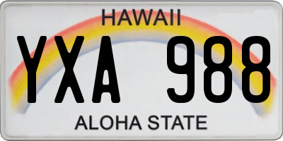 HI license plate YXA988