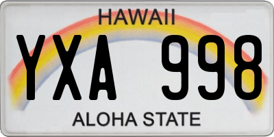 HI license plate YXA998