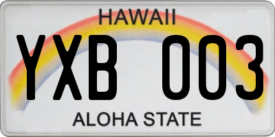 HI license plate YXB003
