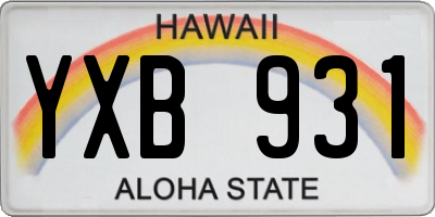 HI license plate YXB931