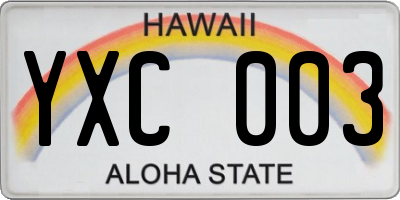 HI license plate YXC003