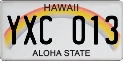 HI license plate YXC013