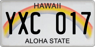 HI license plate YXC017
