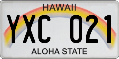 HI license plate YXC021