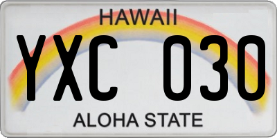 HI license plate YXC030