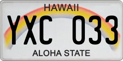 HI license plate YXC033