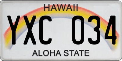 HI license plate YXC034
