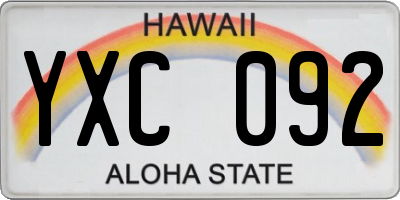 HI license plate YXC092