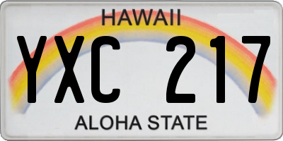 HI license plate YXC217