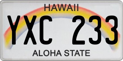 HI license plate YXC233