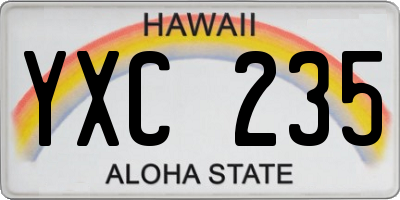 HI license plate YXC235