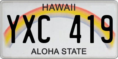 HI license plate YXC419