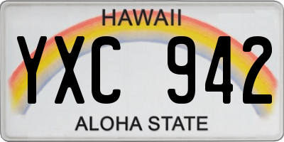 HI license plate YXC942