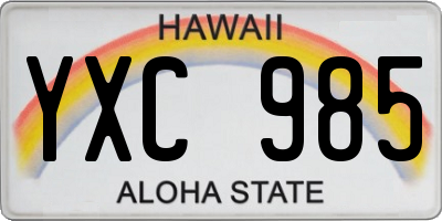 HI license plate YXC985