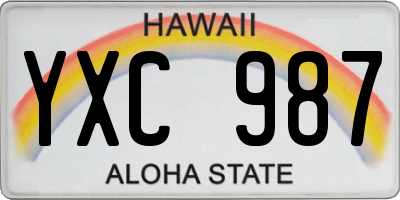 HI license plate YXC987