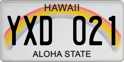HI license plate YXD021