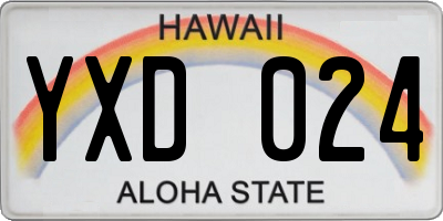 HI license plate YXD024