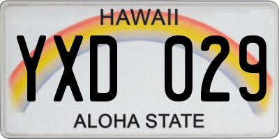 HI license plate YXD029