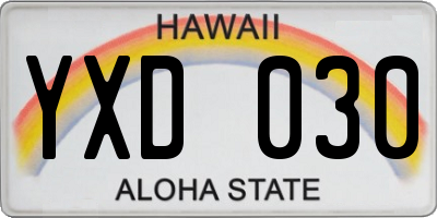 HI license plate YXD030