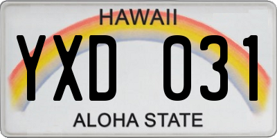 HI license plate YXD031