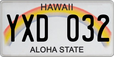 HI license plate YXD032