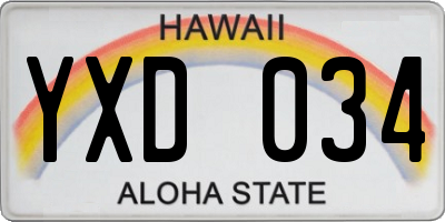 HI license plate YXD034