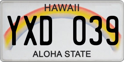 HI license plate YXD039