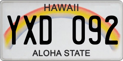 HI license plate YXD092