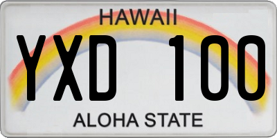 HI license plate YXD100